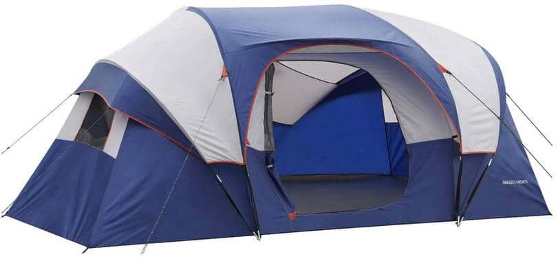 Zeus & Ruta 14 ft. x 11 ft. Blue 10-Person Canopy Portable Camping Tent with 4 Mesh Windows for Outdoor Camping