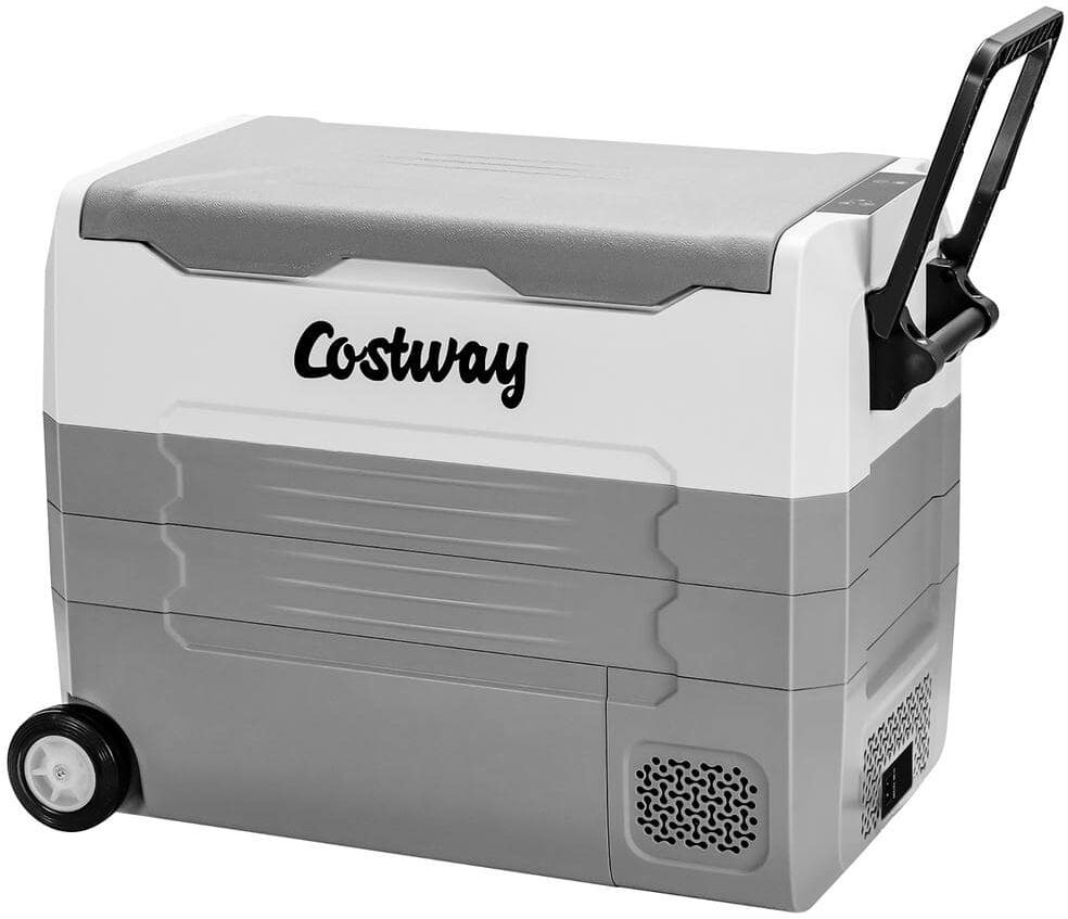 Costway 58 Quarts Car Refrigerator Portable RV Freezer Dual Zone Coolers Gray