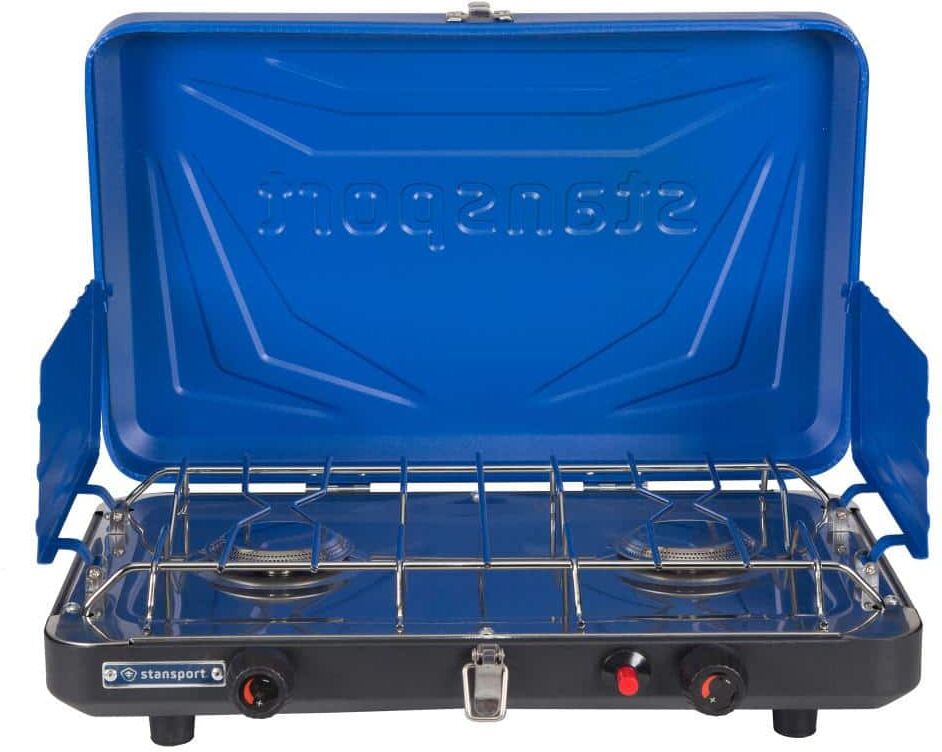 StanSport 2-Burner Propane Stove with Drip Pan and Piezo Igniter