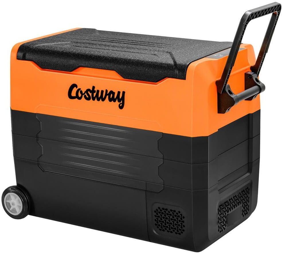 Costway 58 Quarts Car Refrigerator Portable RV Freezer Dual Zone Cooler Orange