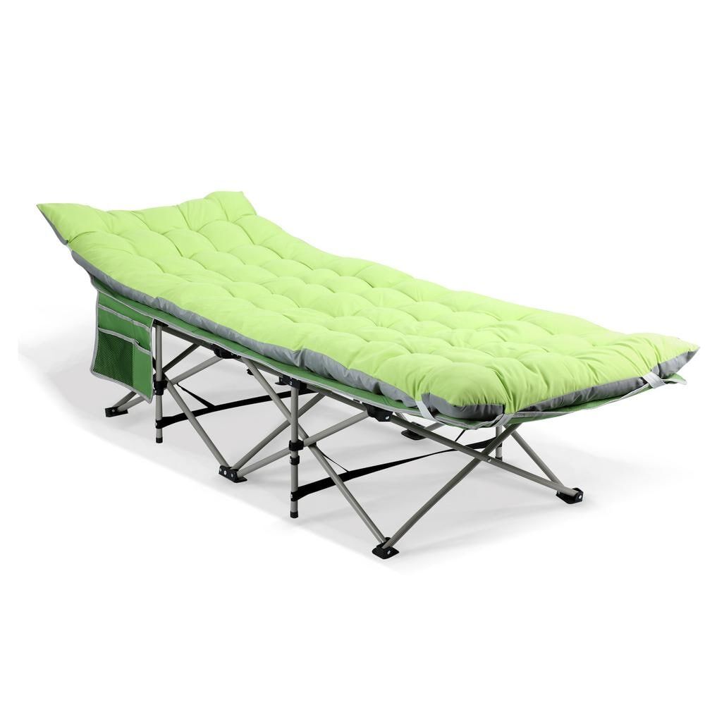 Oumilen Portable Camping Cot with Mattress, Folding Sleeping Cot Heavy-Duty Fold Up Camp Bed, Green