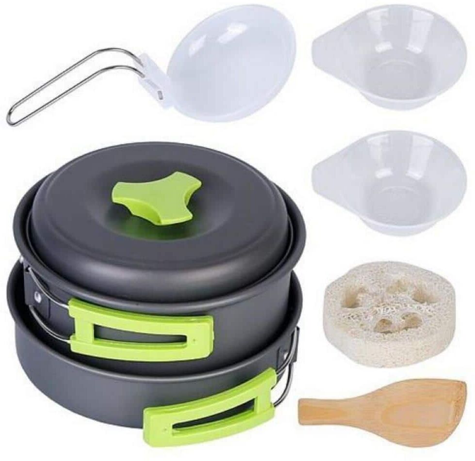 Afoxsos Outdoor Aluminum Camping Cookware Set Picnic Stove Hiking Pot Pans Kit (9-Pieces)