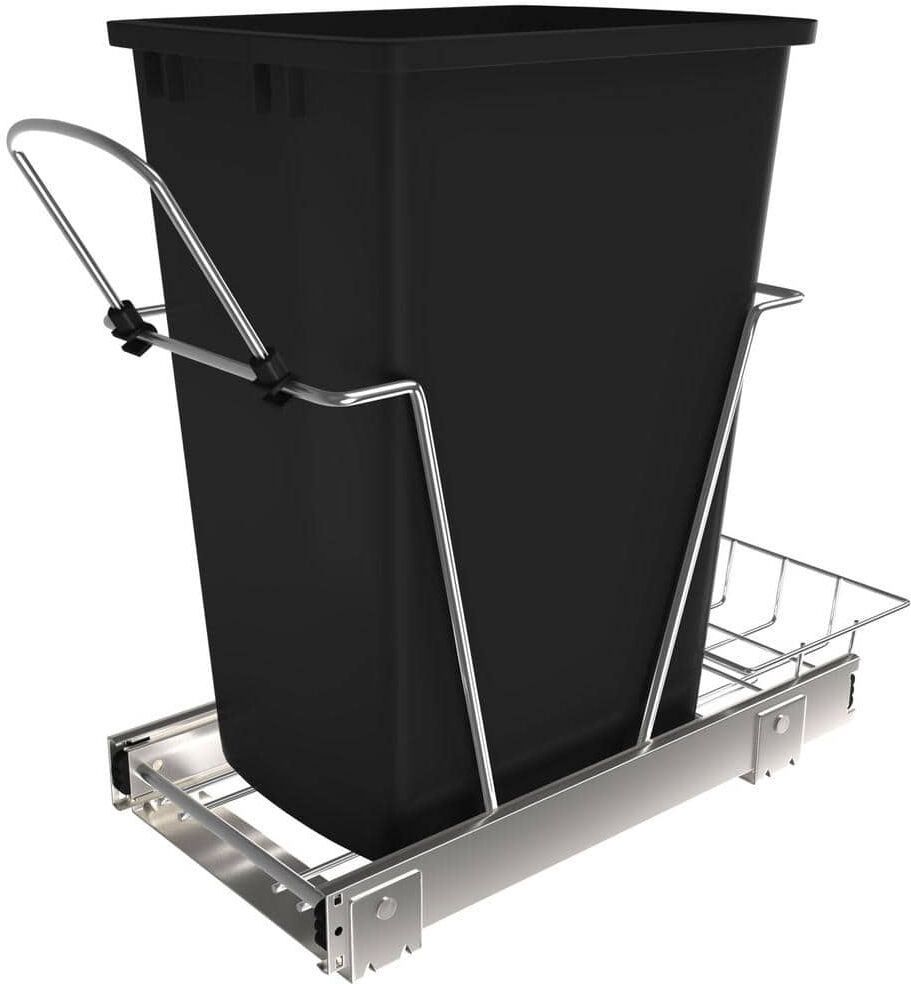 Rev-A-Shelf Black Pull Out Trash Can 35 Qt. for Kitchen Cabinets