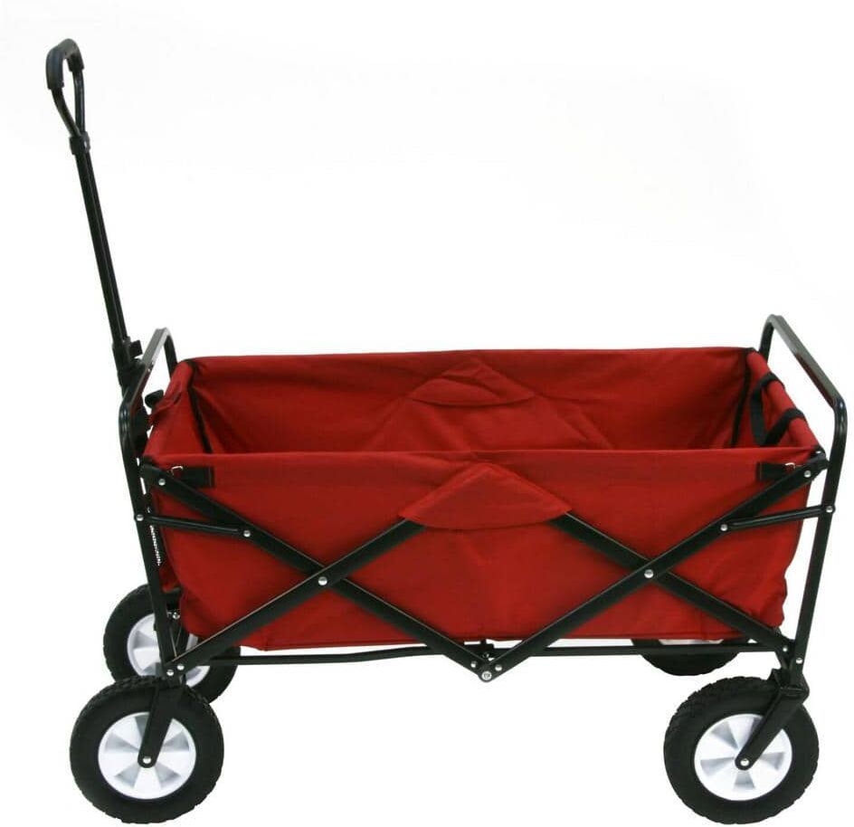 Mac Sports Collapsible Folding Steel Frame Outdoor Garden Camping Wagon, Red