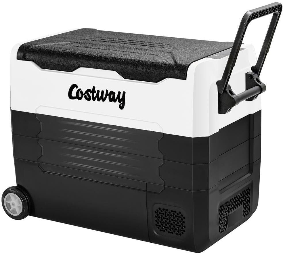 Costway 58 Quarts Car Refrigerator Portable RV Freezer Dual Zone Coolers Black