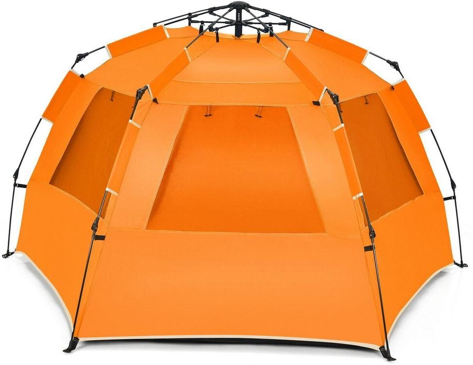 ANGELES HOME 3-Person Portable Fiberglass Instant Pop-Up Beach Camping Tent, UPF 50+, Orange