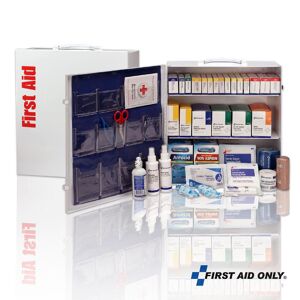First Aid Only 100-Person, 3-Shelf Metal ANSI B Plus First Aid Cabinet with Medications, White
