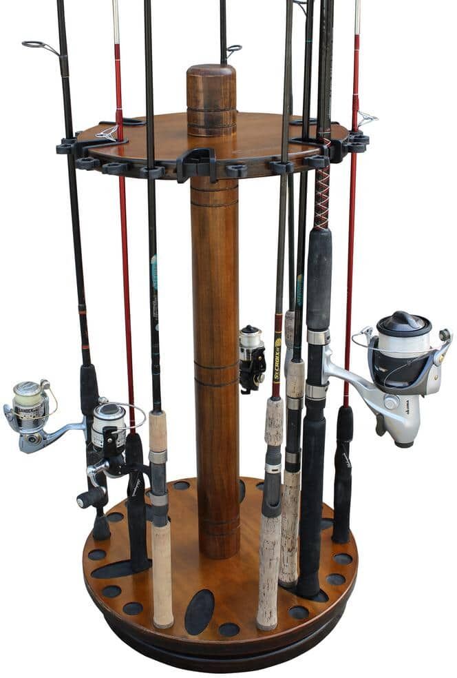 Rush Creek Creations Round Spinning 30 Fishing Rod Rack No Tool Assembly 360-Degree Rotation