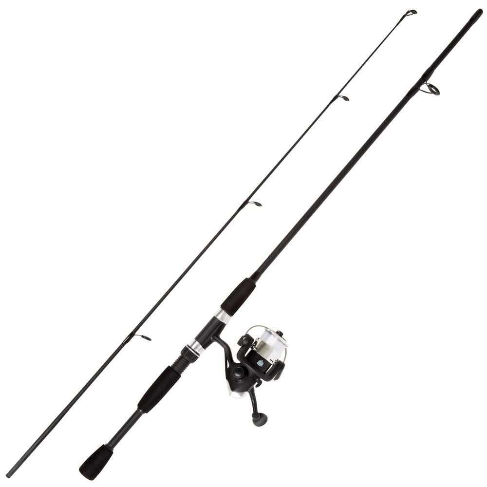 65 in. Pole Fiberglass Fishing Rod and Reel Combo - Portable, Size 20 Spinning Reel in Black (2-Piece)