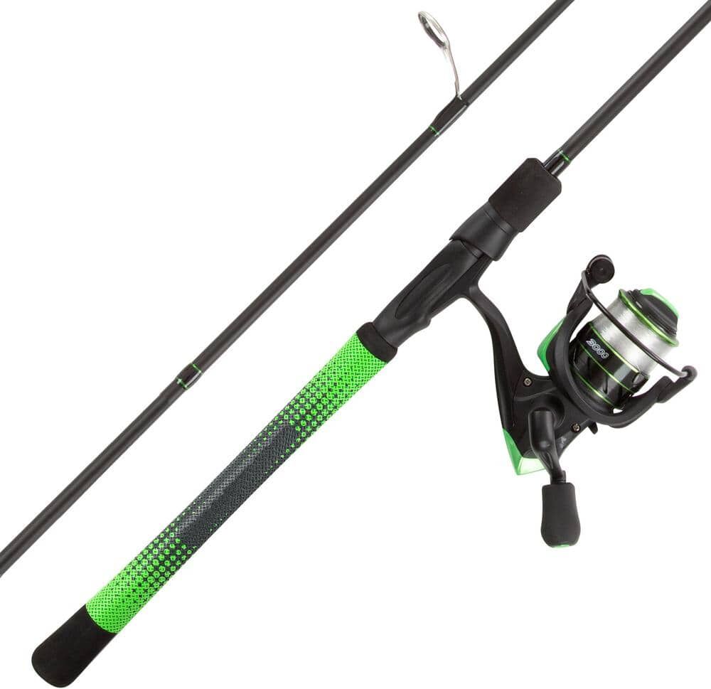 Green 6 ft. 6 in. Carbon Fiber Fishing Rod and Reel Combo - Portable 3-Piece Pole with 3000 Aluminum Spinning Reel