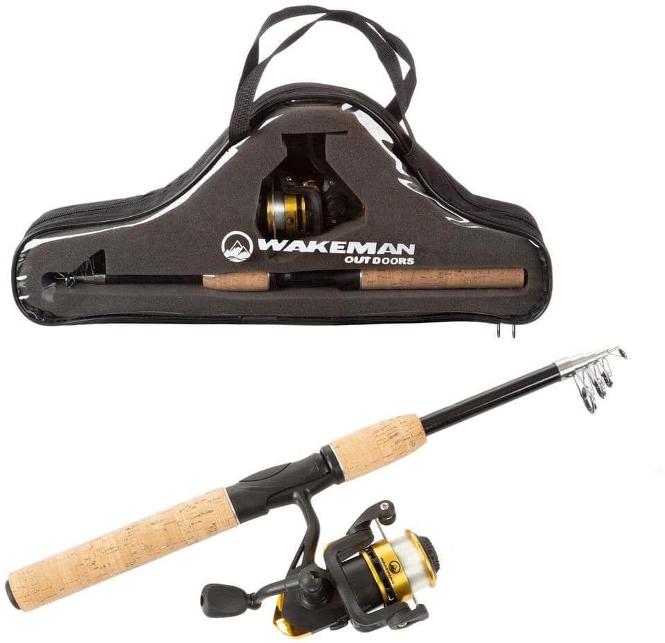 Wakeman Outdoors 65 in. Telescopic Carbon Fiber Fishing Rod and Reel Combo