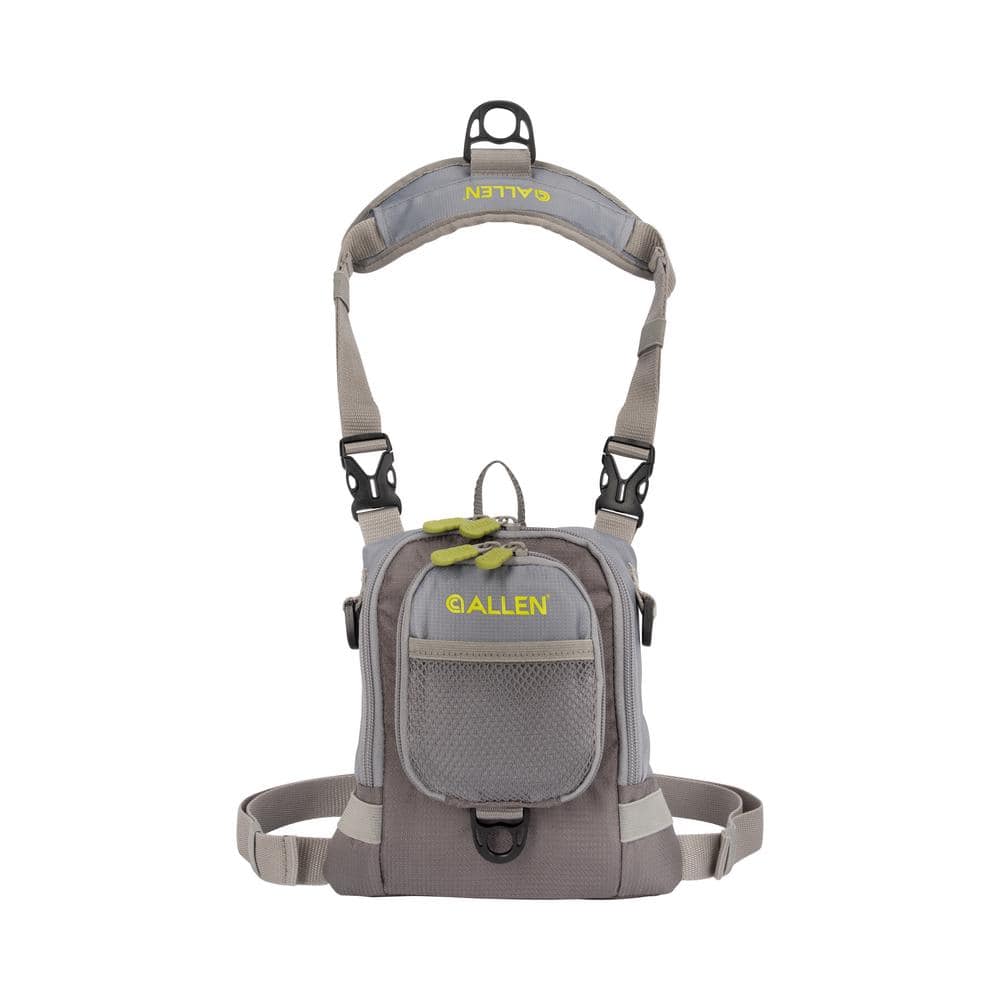 Allen Bear Creek Micro Fly Fishing Chest Pack, Fits up to 2 Tackle and Fly Boxes, Gray and Lime