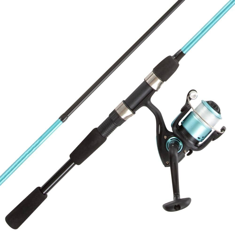 Turquoise 6 ft. Fiberglass Fishing Rod and Reel Combo - Portable 2-Piece Pole with 2000 Aluminum Spinning Reel