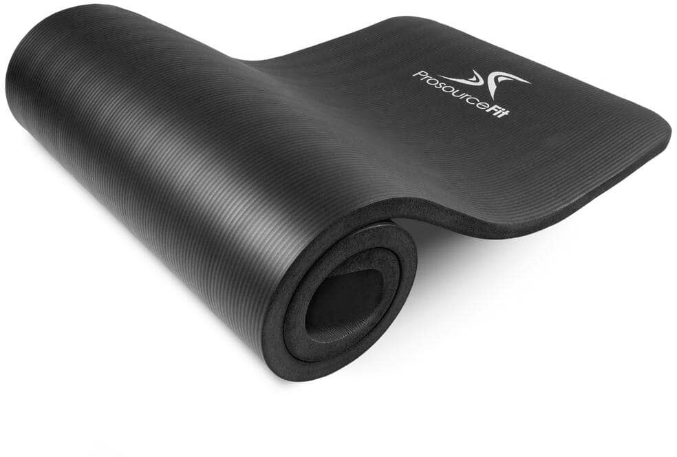 PROSOURCEFIT All Purpose Black 71 in. L x 24 in. W x 1 in. T Extra Thick Yoga and Pilates Exercise Mat Non Slip (11.83 sq. ft.)