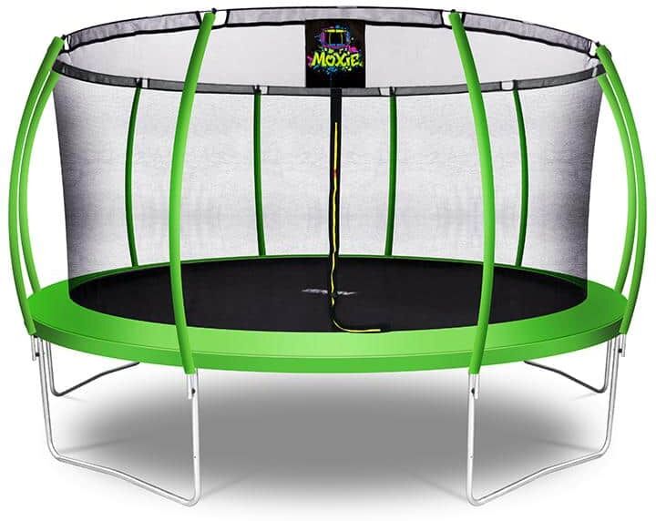 MOXIE Machrus  15 ft. Green Apple PumpkinShaped Outdoor Trampoline Set with Premium TopRing Frame Safety Enclosure