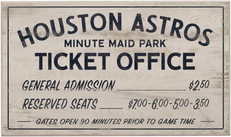 Open Road Brands Houston Astros Vintage Ticket Office Wood Wall Decor