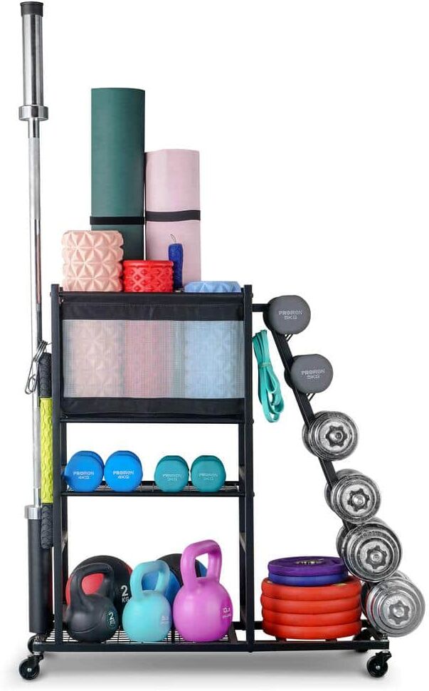 LTMATE 180 lbs. Weight Capacity Yoga Mat Storage Home Gym Workout Equipment Storage Rack Multifunction Equipment Rack