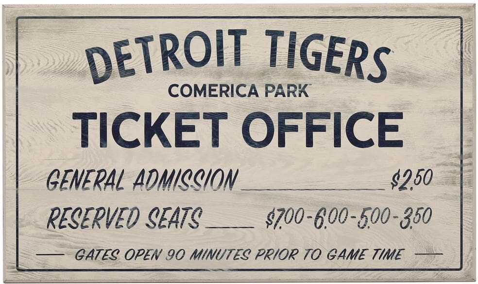 Open Road Brands Detroit Tigers Vintage Ticket Office Wood Wall Decor