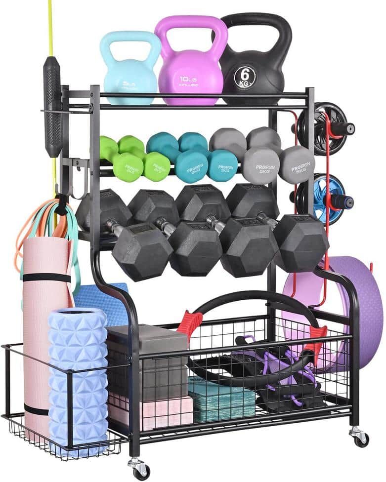 LTMATE 350 lbs. Weight Rack Capacity Sports Storage Rack Organization for Dumbbells Kettlebells Yoga Mat and Balls