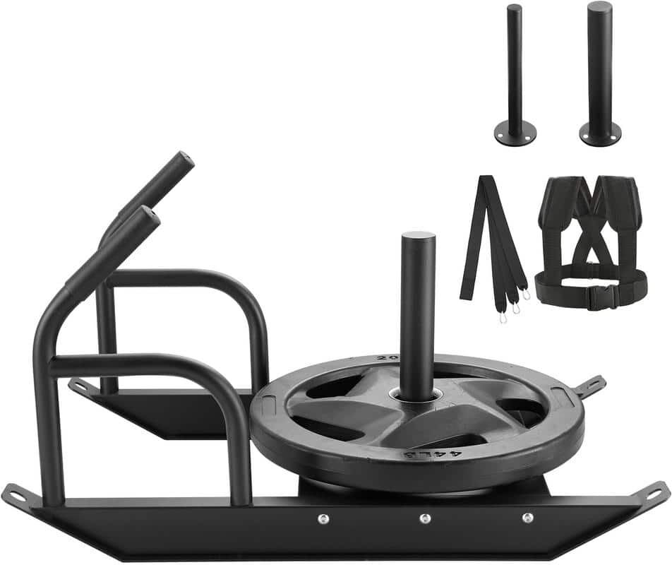 VEVOR Weight Training Pull Sled with Handle Steel Power Sled Workout Equipment Suitable for 1 in. and 2 in. Weight Plate