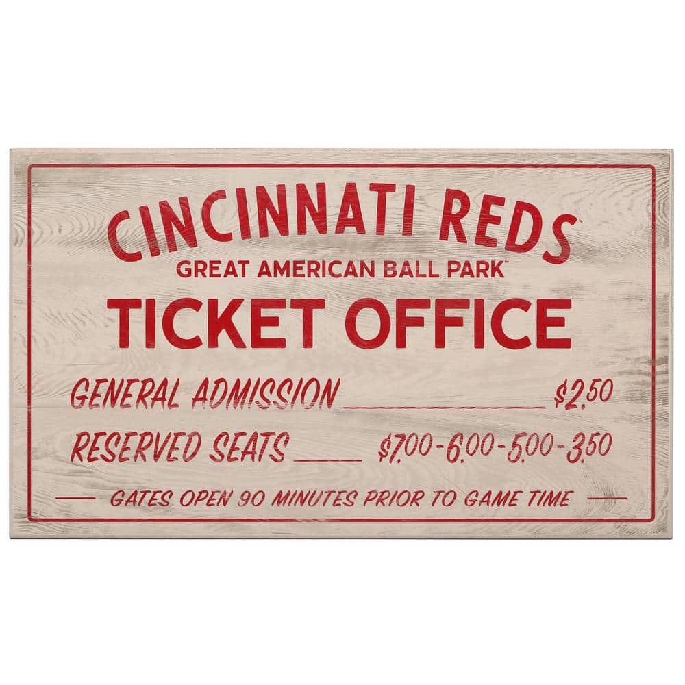 Open Road Brands Cincinnati Reds Vintage Ticket Office Wood Wall Decor