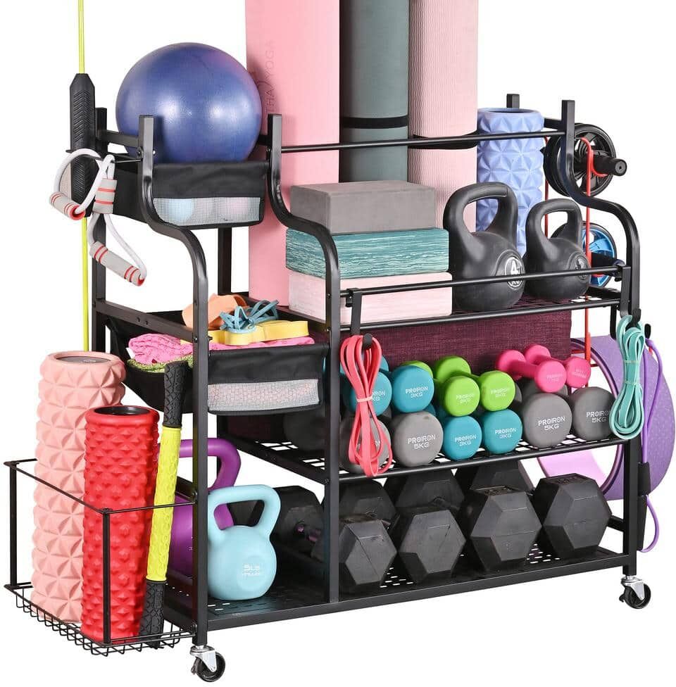 LTMATE 220 lbs. Yoga Mat Storage Racks Gym Sports Equipment Storage organizer With Black Finish