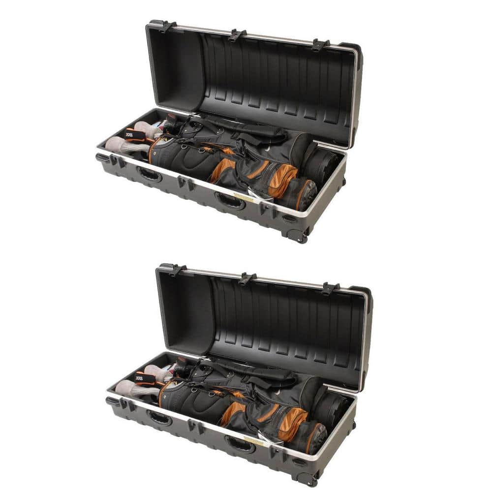 SKB Double ATA Standard Hard Plastic Wheeled Golf Bag Travel Case (2-Pack)