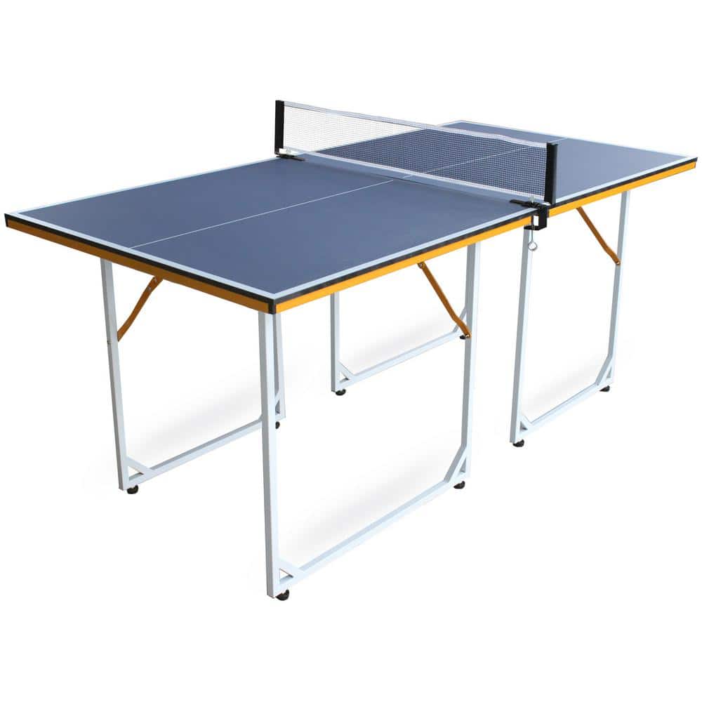 Zeus & Ruta 6 ft.Mid-Size Table Tennis Table Foldable & Portable Ping Pong Table Set for Indoor&Outdoor Games with Net, 2 Paddles