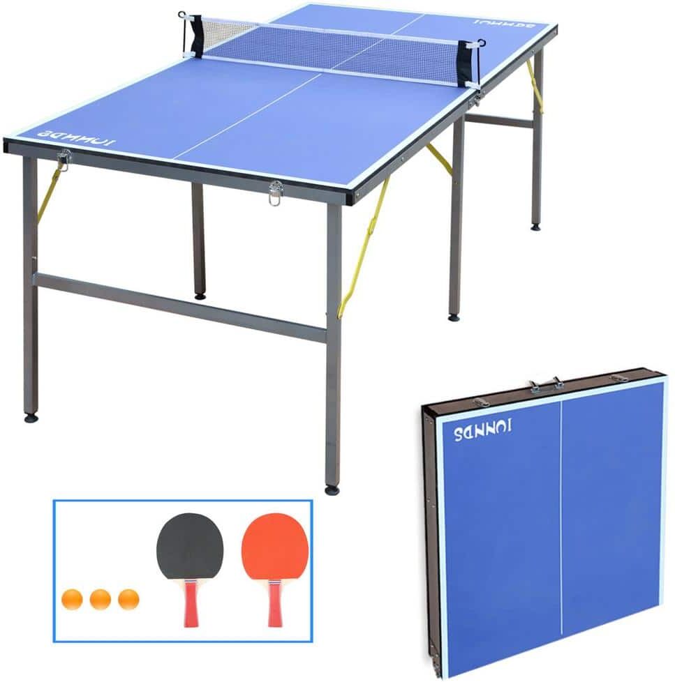 ITOPFOX 6 ft. Medium Foldable Ping Pong Tennis Table Set for Indoor/Outdoor Games with Net, 2-Table Tennis Paddles and 3-Balls