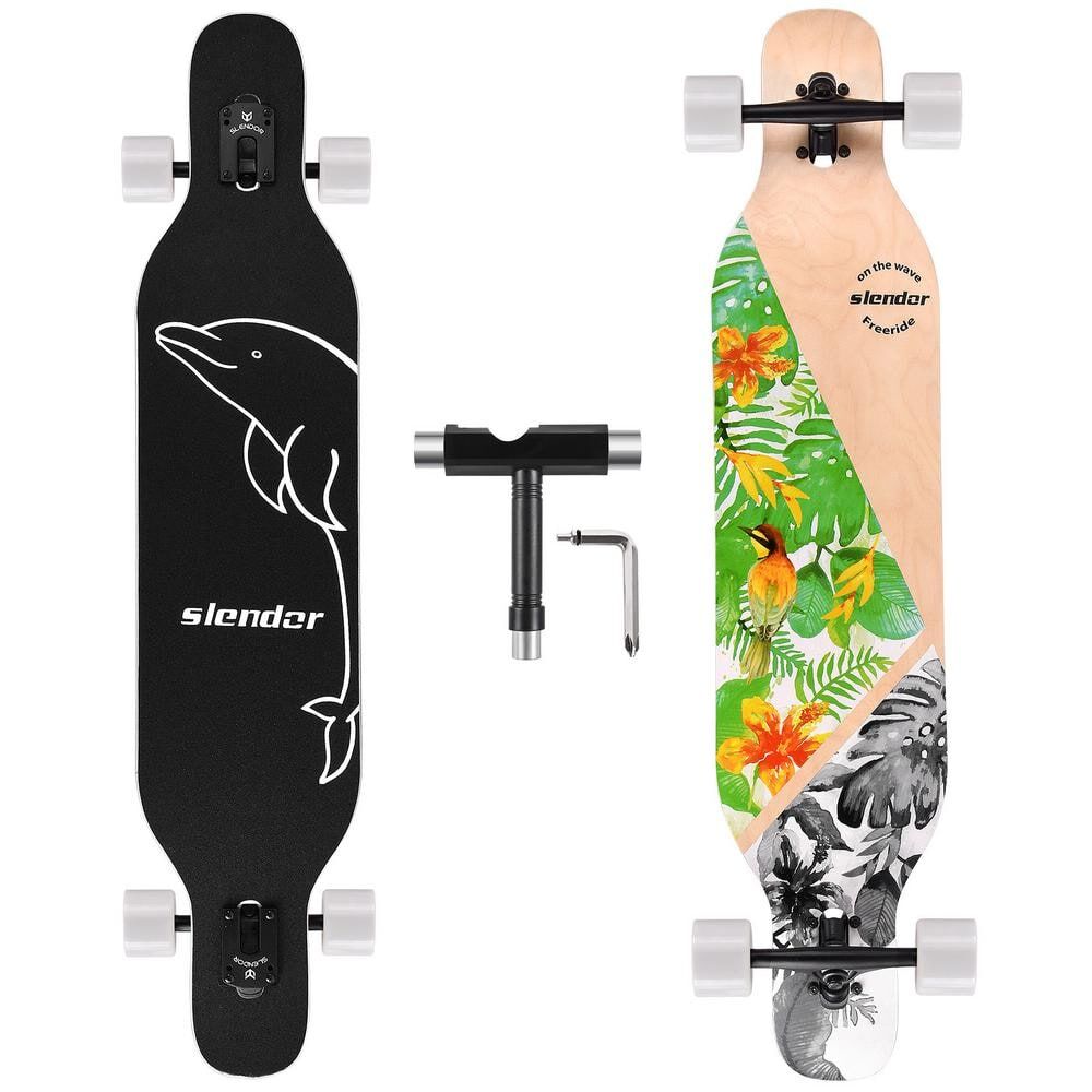 SEEUTEK Cosmo 42 in. Green Longboard Skateboard Drop Through Deck Complete Maple Cruiser Freestyle, Camber Concave