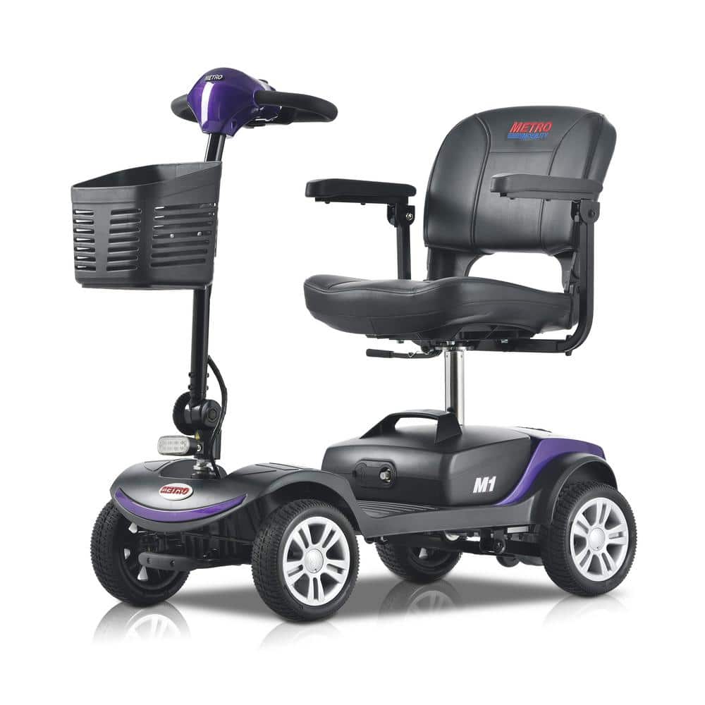 4-wheel outdoor compact, travel electric scooter with 300-Watt motor, suitable for adults and seniors, Purple