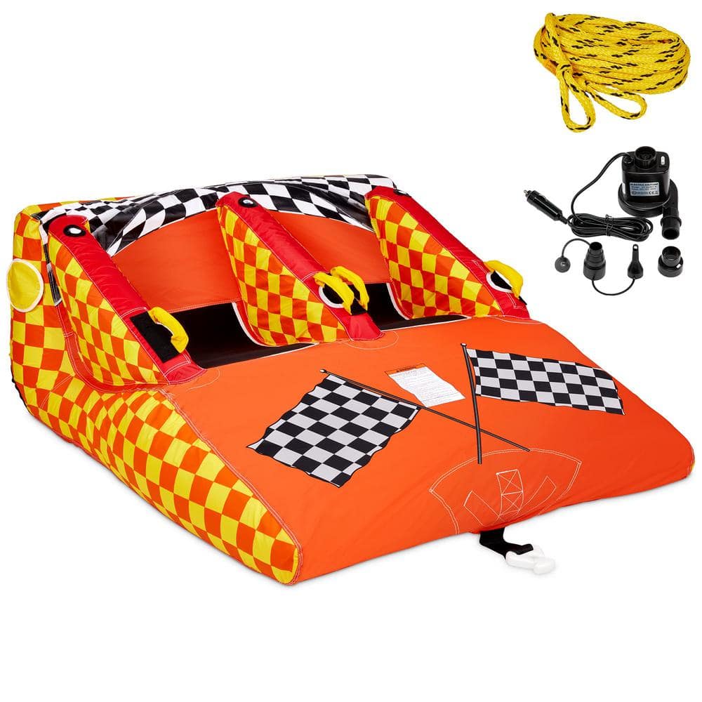 SUNNY & FUN Towable Water Tube, 2-Person Inflatable Tube with Handles & Tow Rope for Tubing