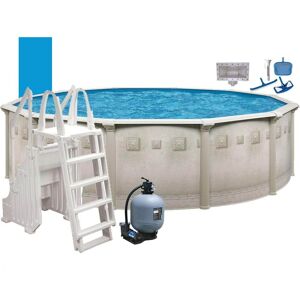 AQUARIAN Palisades 21 ft. Round 52 in. D Metal Wall Above Ground Hard Side Pool Package with Entry Step System, Gray