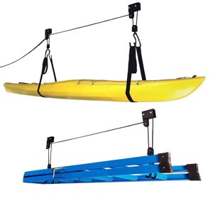 RAD Sportz 125 lb. Capacity Kayak Canoe Lift Hoist Storage Rack (2 Pack), Black