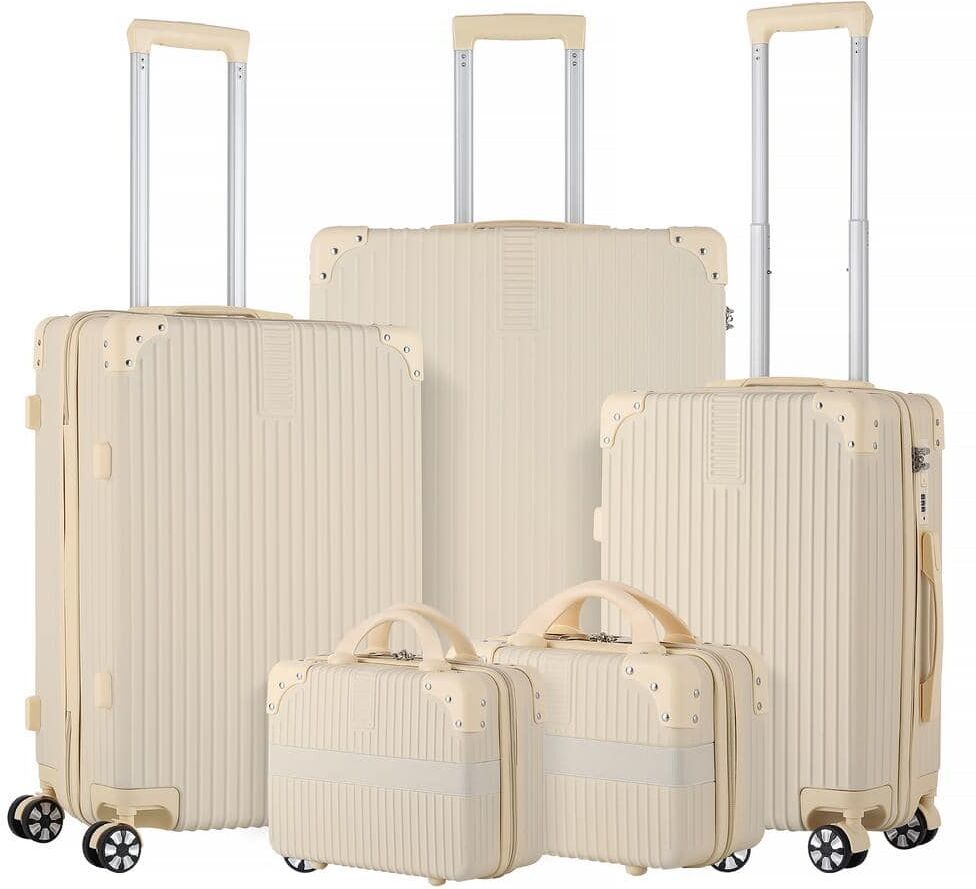 HIKOLAYAE Myrtle Springs Nested Hardside Luggage Set in Desert Khaki, 5 Piece - TSA Compliant