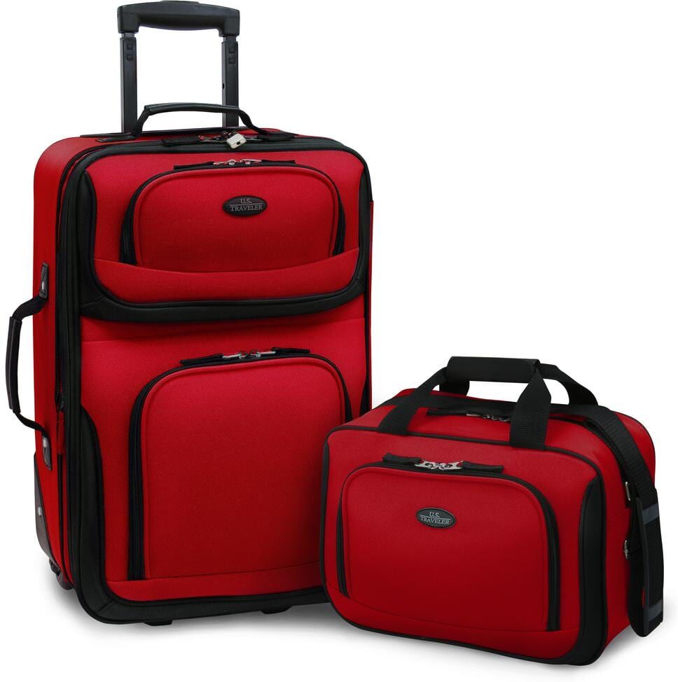 U.S. Traveler Rio 2-Piece Red Expandable Carry-On Luggage Set