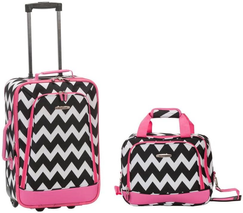 Rockland Fashion Expandable 2-Piece Carry On Softside Luggage Set, Pink Chevron