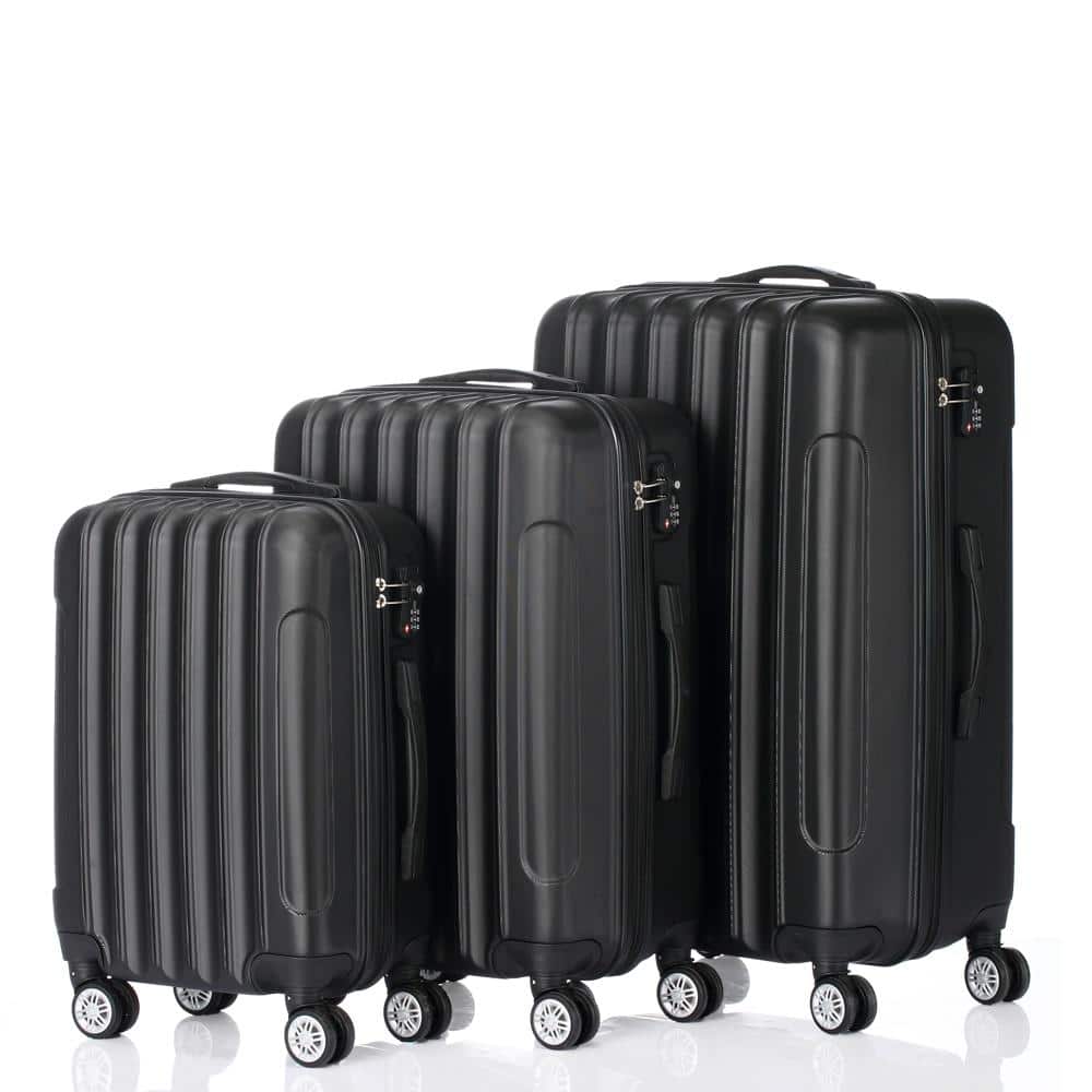 Winado 3-Piece Black Multifunctional Traveling Spinner Luggage Set