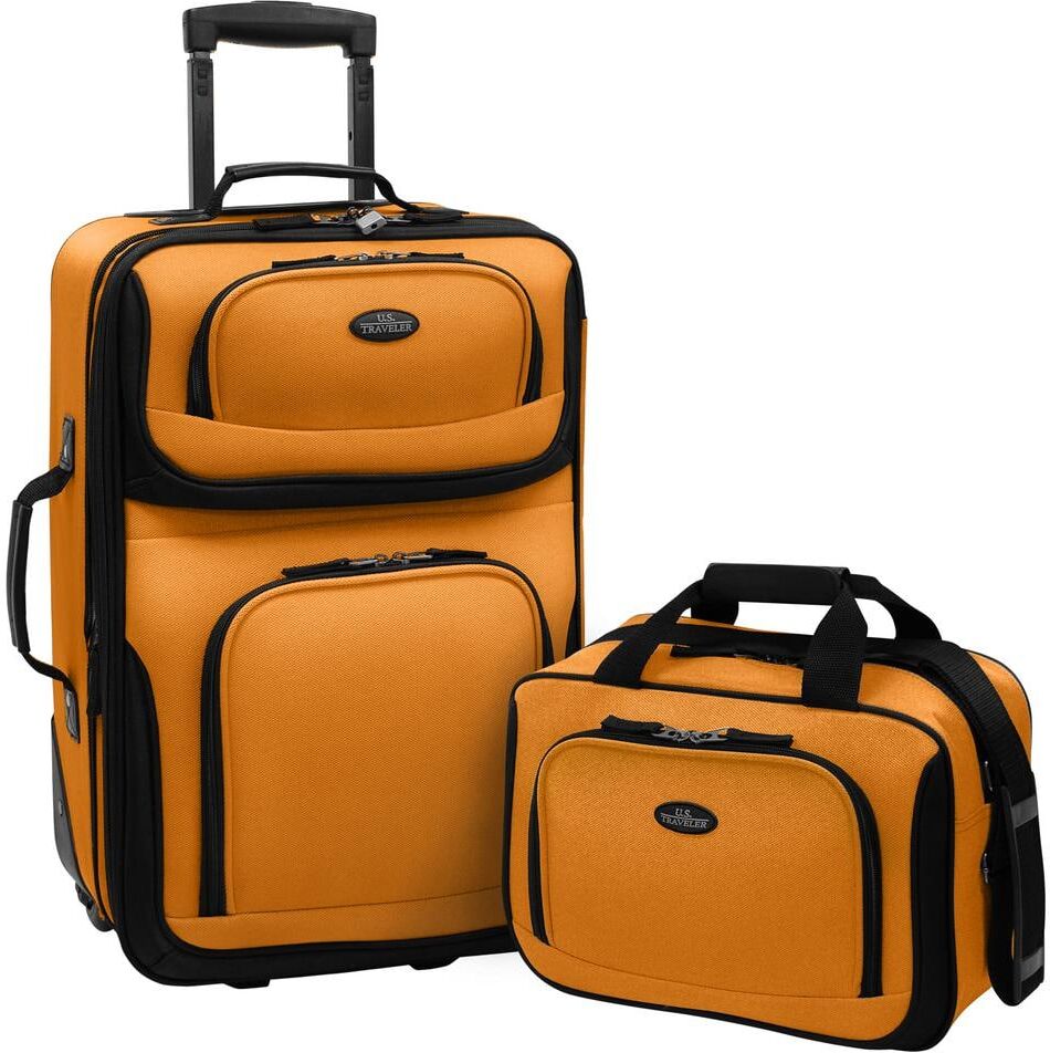 U.S. Traveler Rio 2-Piece Mustard Expandable Carry-On Luggage Set