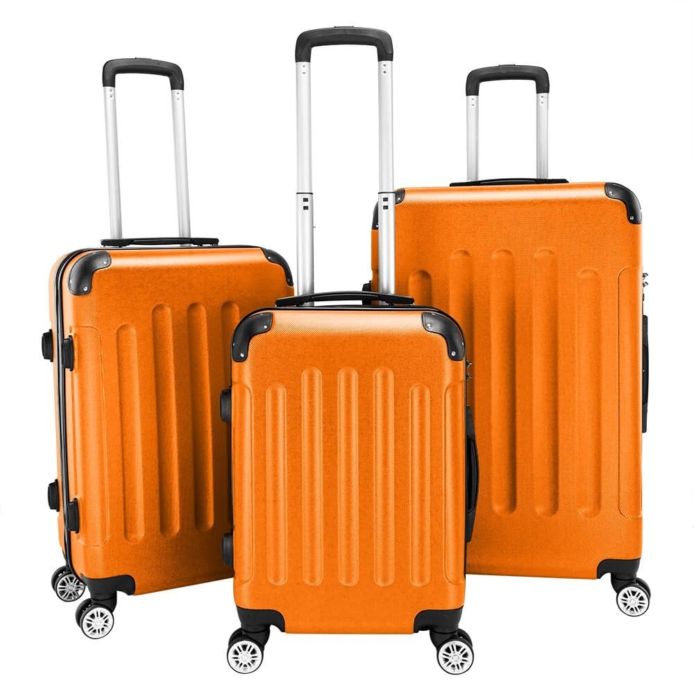 Winado 3-Piece Orange Portable Traveling Spinner Luggage Set