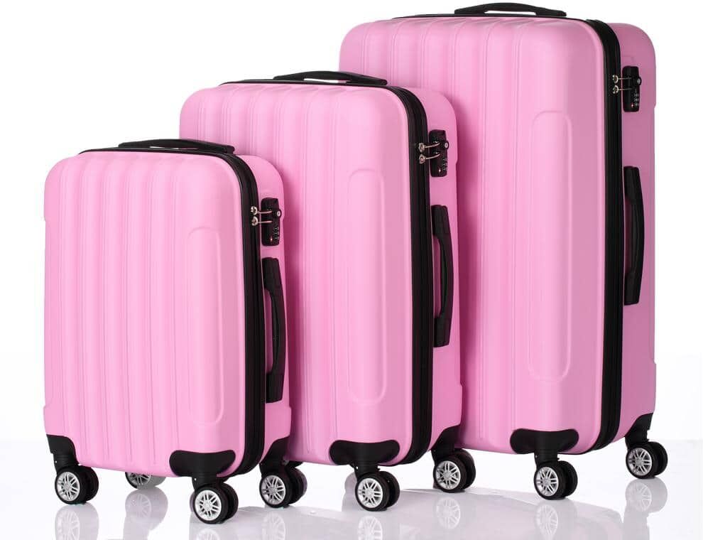 Winado 3-Piece Pink Traveling Spinner Luggage Set