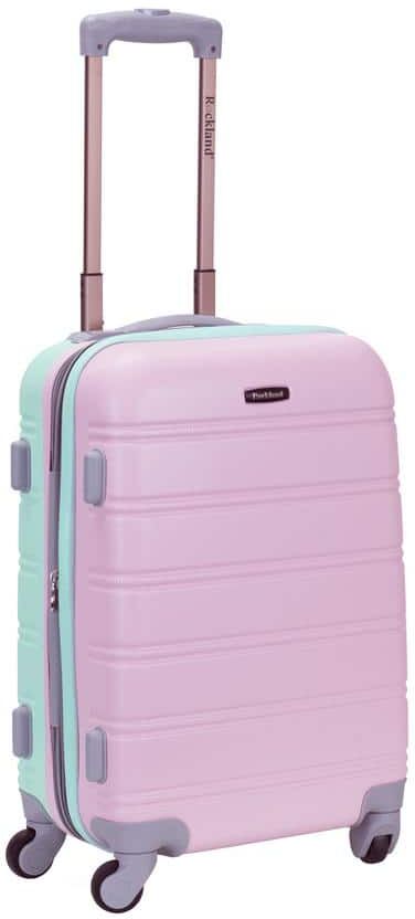 Rockland Melbourne 20 in. Expandable Carry on Hardside Spinner Luggage, Mint/Pink