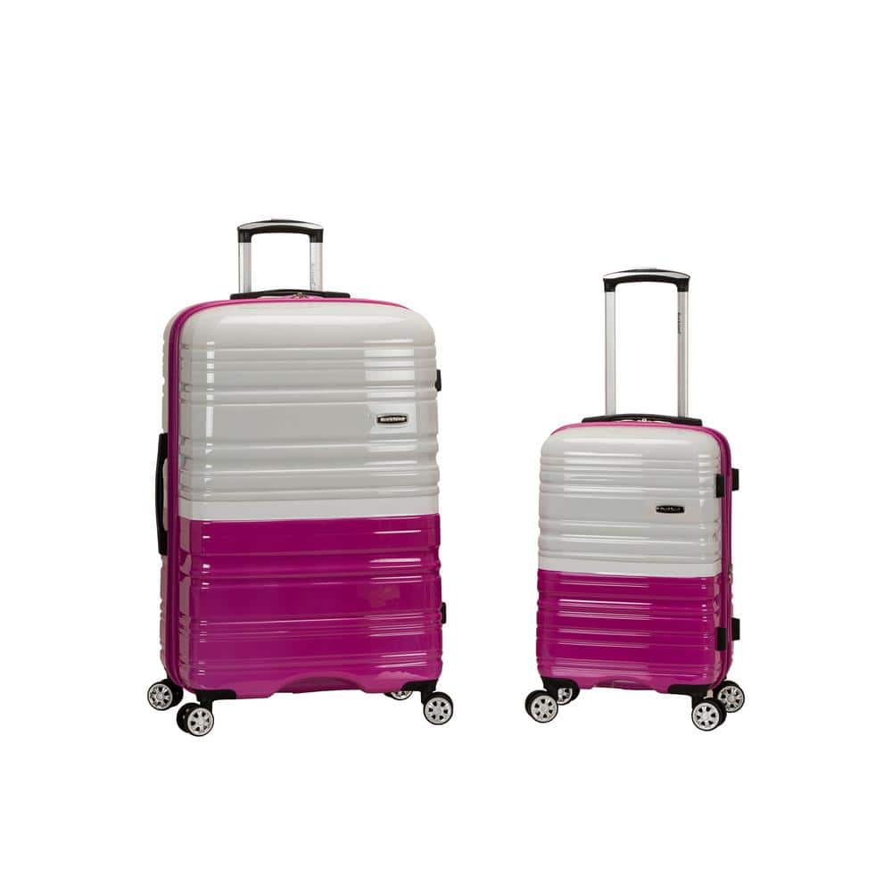 Rockland 2Tone white/Pink Expandable 2-Piece Hardside Spinner Luggage Set