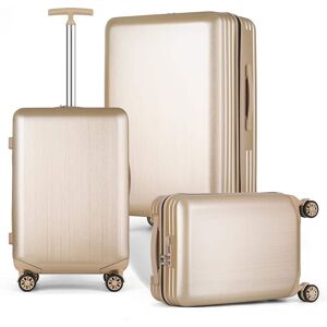 HIKOLAYAE Grand Creek Nested Hardside Luggage Set in Champagne, 3 Piece - TSA Compliant