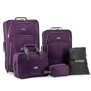 ELITE LUGGAGE Elite Purple Luggage Whitfield 5-Piece Soft side Lightweight Rolling Luggage Set