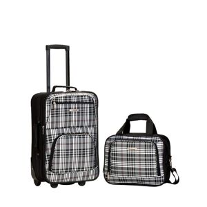 Rockland Fashion Expandable 2-Piece Carry On Softside Luggage Set, Black Cross