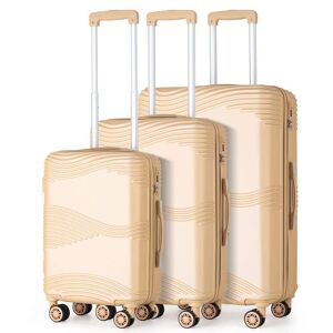 HIKOLAYAE Pocomoke Hill Nested Hardside Luggage Set in Tan, 3 Piece - TSA Compliant
