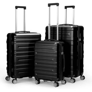 HIKOLAYAE Hardside Spinner Luggage Sets in Black, 3 Piece, TSA Lock