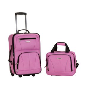 Rockland Fashion Expandable 2-Piece Carry On Softside Luggage Set, Pink