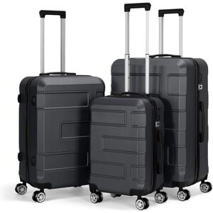 HIKOLAYAE 3 Piece Hardside Spinner Luggage Sets with TSA Lock, Charcoal